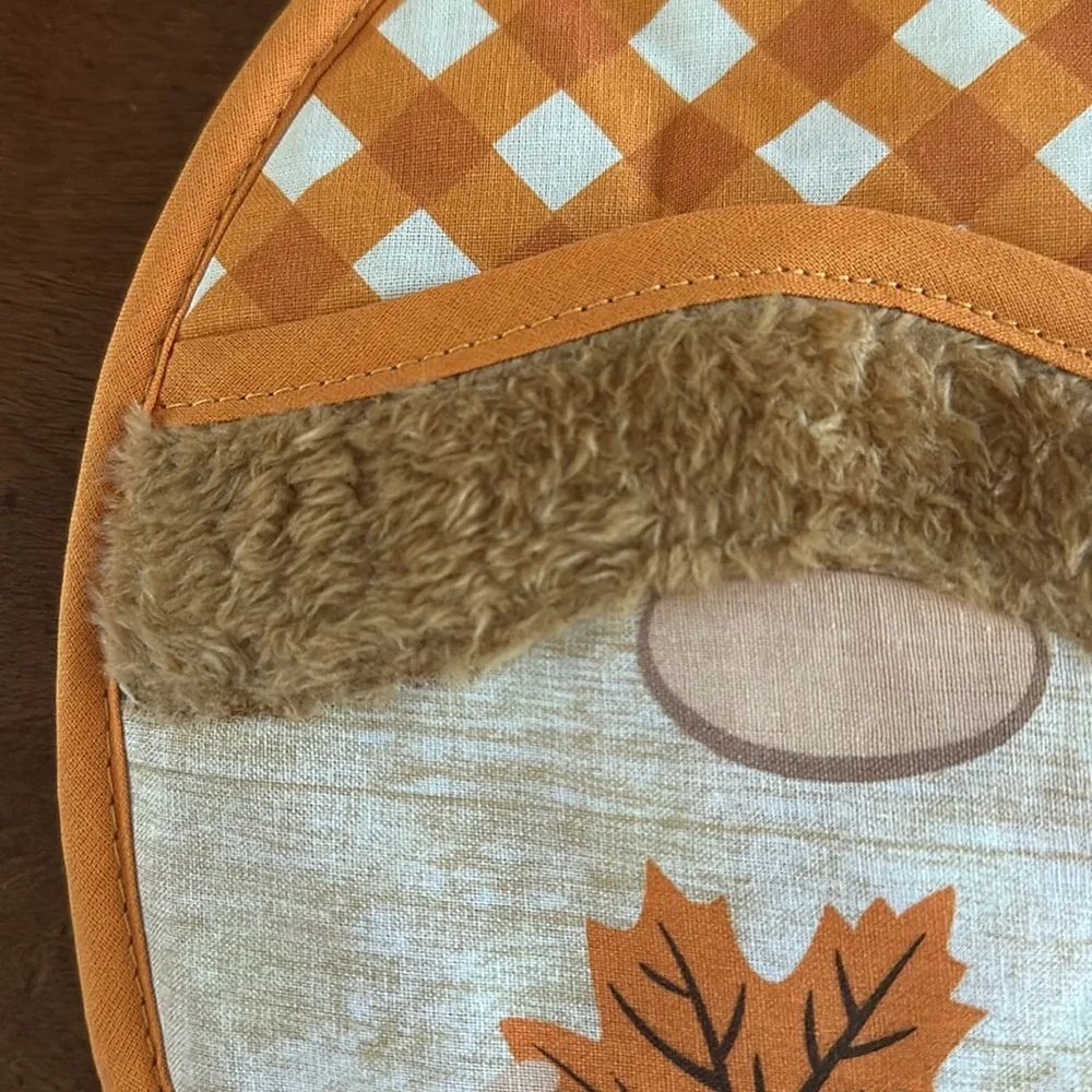 🌵 3/$15 Fall Rust Orange Gnome Pot Mitt very soft faux Fur (see description)
